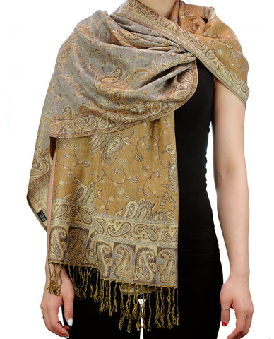 nyfashion101 NYFASHION101 Large Soft Double Layer Jacquard Paisley Print Scarf Shawl Wrap- Light Grey nyfashion101 NYFASHION101 Large Soft Double Layer Jacquard Paisley Print Scarf Shawl Wrap- Light Grey