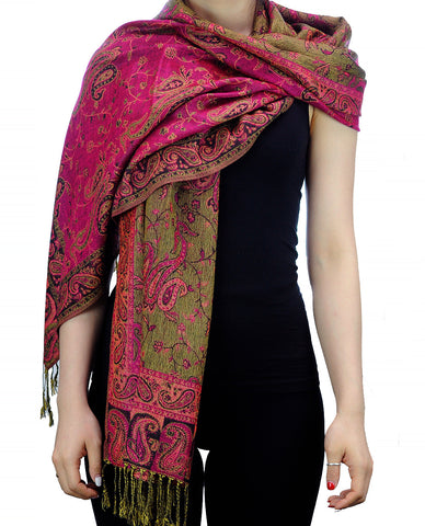 nyfashion101 NYFASHION101 Large Soft Double Layer Jacquard Paisley Print Scarf Shawl Wrap-Fuchsia nyfashion101 NYFASHION101 Large Soft Double Layer Jacquard Paisley Print Scarf Shawl Wrap-Fuchsia