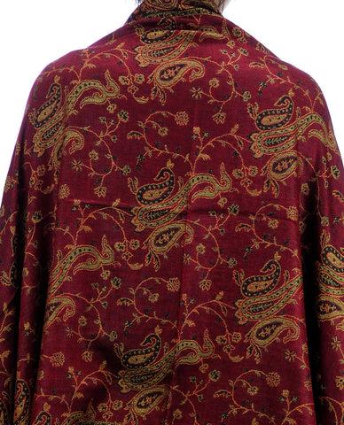 Nyfashion101 NYFASHION101 Large Soft Double Layer Jacquard Paisley Print Scarf Shawl Wrap-Burgundy