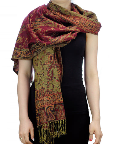 nyfashion101 NYFASHION101 Large Soft Double Layer Jacquard Paisley Print Scarf Shawl Wrap-Burgundy nyfashion101 NYFASHION101 Large Soft Double Layer Jacquard Paisley Print Scarf Shawl Wrap-Burgundy