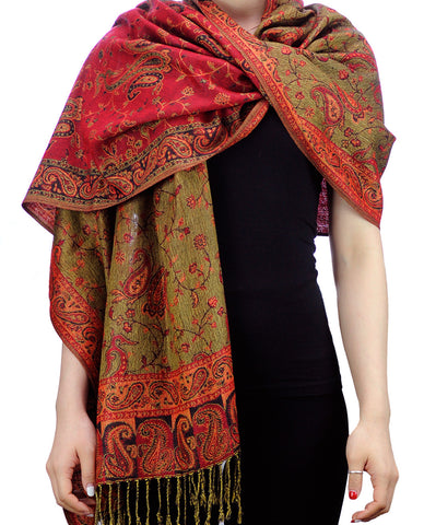 nyfashion101 NYFASHION101 Large Soft Double Layer Jacquard Paisley Print Scarf Shawl Wrap-Red nyfashion101 NYFASHION101 Large Soft Double Layer Jacquard Paisley Print Scarf Shawl Wrap-Red