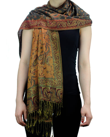 nyfashion101 NYFASHION101 Large Soft Double Layer Jacquard Paisley Print Scarf Shawl Wrap- Green
