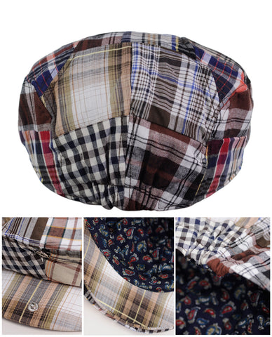 Nyfashion101 NYFASHION101 Men's Cotton Plaid Patchwork Buttoned Duck Bill Newsboy Ivy Cap