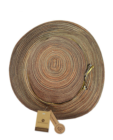 Nyfashion101 NYFASHION101 Metallic Thread Glossy 3-Tone Band Mini Flop Flip Up Brim Sun Hat