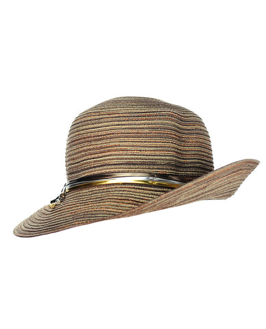 Nyfashion101 NYFASHION101 Metallic Thread Glossy 3-Tone Band Mini Flop Flip Up Brim Sun Hat
