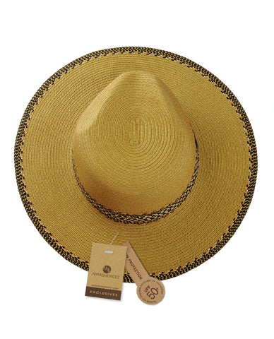 Nyfashion101 NYFASHION101 Multicolor Weaved Band And Trim Panama Fedora Hat