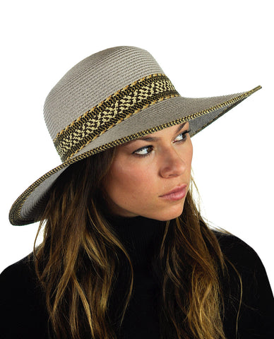Nyfashion101 NYFASHION101 Multicolor Weaved Band And Trim Panama Fedora Hat