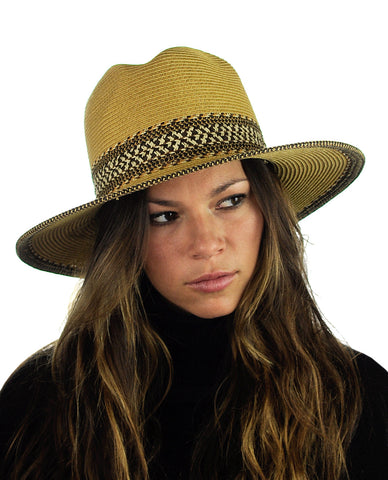 nyfashion101 NYFASHION101 Multicolor Weaved Band and Trim Panama Fedora Hat