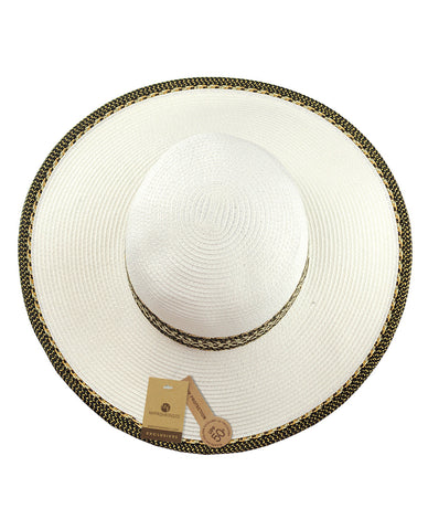 Nyfashion101 NYFASHION101 Multicolor Weaved Band And Trim Wide Brim Panama Hat