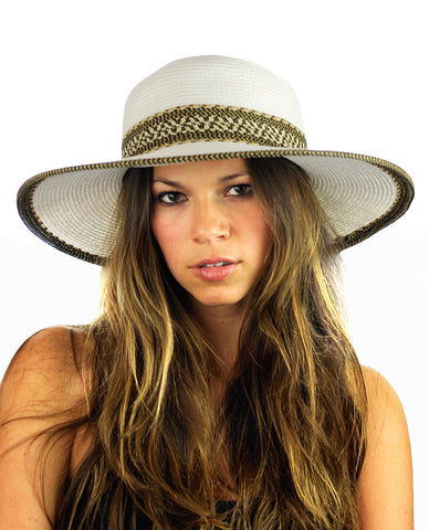 nyfashion101 NYFASHION101 Multicolor Weaved Band and Trim Wide Brim Panama Hat