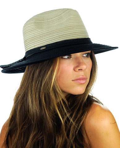 Nyfashion101 NYFASHION101 Multicolor Weaved Band Matching Brim Panama Fedora Sun Hat
