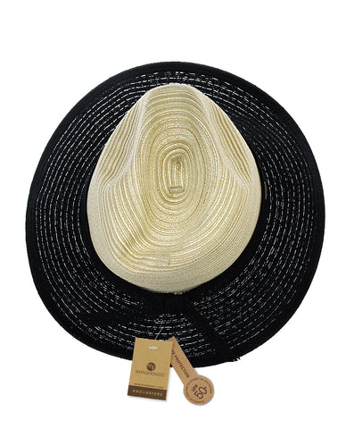 Nyfashion101 NYFASHION101 Multicolor Weaved Band Matching Brim Panama Fedora Sun Hat