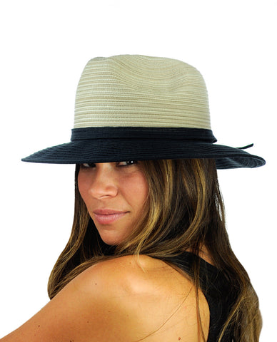 nyfashion101 NYFASHION101 Multicolor Weaved Band Matching Brim Panama Fedora Sun Hat