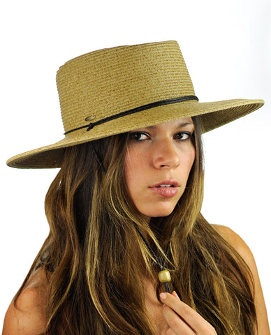 nyfashion101 NYFASHION101 Multicolor Weaved Wide Brim Pork Pie Boater Hat w/ Chin Cord