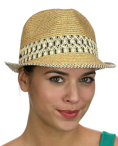 Nyfashion101 NYFASHION101 Multicolored Weaved Band And Trim Stingy Trilby Fedora Hat