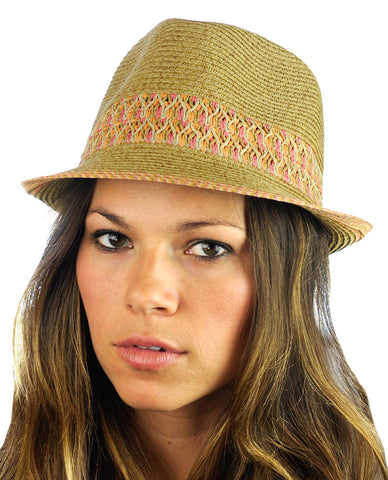 nyfashion101 NYFASHION101 Multicolored Weaved Band and Trim Stingy Trilby Fedora Hat