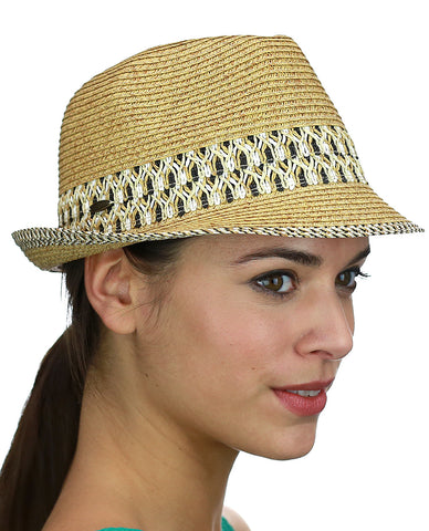 nyfashion101 NYFASHION101 Multicolored Weaved Band and Trim Stingy Trilby Fedora Hat