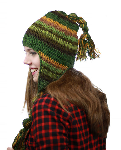 Nyfashion101 NYFASHION101 Nepal Handmade Ear Flaps Wool Fleece Lined Winter Hat