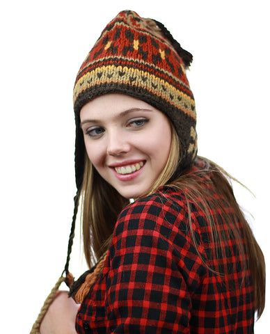 Nyfashion101 NYFASHION101 Nepal Handmade Ear Flaps Wool Fleece Lined Winter Hat