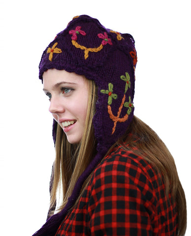 Nyfashion101 NYFASHION101 Nepal Handmade Ear Flaps Wool Fleece Lined Winter Hat