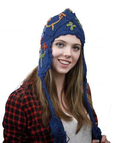 Nyfashion101 NYFASHION101 Nepal Handmade Ear Flaps Wool Fleece Lined Winter Hat