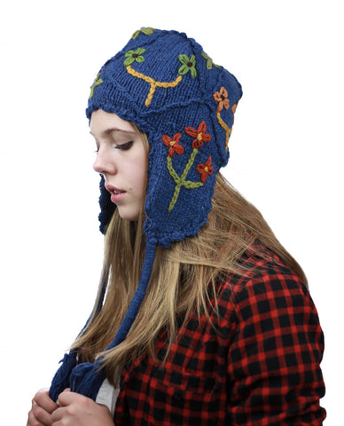 Nyfashion101 NYFASHION101 Nepal Handmade Ear Flaps Wool Fleece Lined Winter Hat