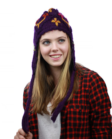 nyfashion101 NYFASHION101 Nepal Handmade Ear Flaps Wool Fleece Lined Winter Hat