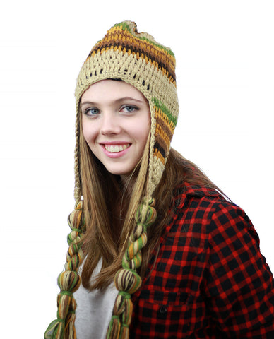 nyfashion101 NYFASHION101 Nepal Handmade Ear Flaps Wool Fleece Lined Winter Hat