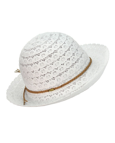 Nyfashion101 NYFASHION101 Open Knit Brown Braided Trim Vented Cotton Beach Sun Hat