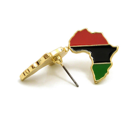 Nyfashion101 Pan Africa Stud Earrings In Gold-Tone