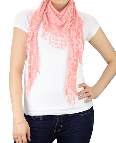 Nyfashion101 NYFASHION101® Lightweight Lace Fringe Tassel Open Hole Triangle Shawl Scarf