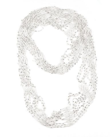 Nyfashion101 NYFASHION101® Silver-Tone Beaded Skinny Fishnet Infinity Loop Scarf