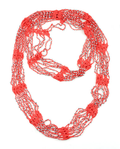 Nyfashion101 NYFASHION101® Silver-Tone Beaded Skinny Fishnet Infinity Loop Scarf