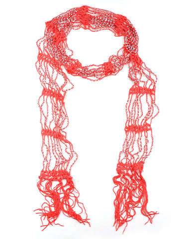 Nyfashion101 NYFASHION101® Silver-Tone Beaded Skinny Fishnet Shawl Scarf Waist Belt