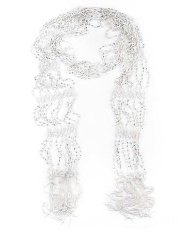 Nyfashion101 NYFASHION101® Silver-Tone Beaded Skinny Fishnet Shawl Scarf Waist Belt