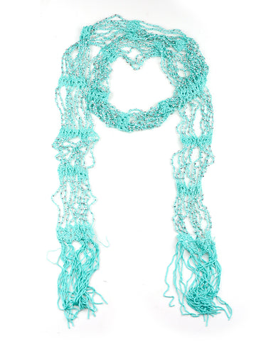 nyfashion101 NYFASHION101® Silver-Tone Beaded Skinny Fishnet Shawl Scarf Waist Belt