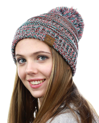 Nyfashion101 NYFASHION101® Unisex Multicolor Warm Cable Knit Slouch Pom Pom Beanie Cap