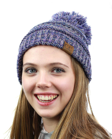 Nyfashion101 NYFASHION101® Unisex Multicolor Warm Cable Knit Slouch Pom Pom Beanie Cap