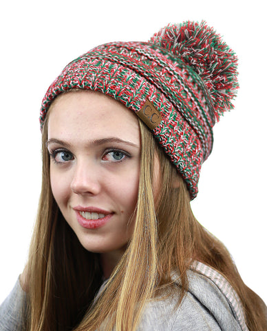nyfashion101 NYFASHION101® Unisex Multicolor Warm Cable Knit Slouch Pom Pom Beanie Cap