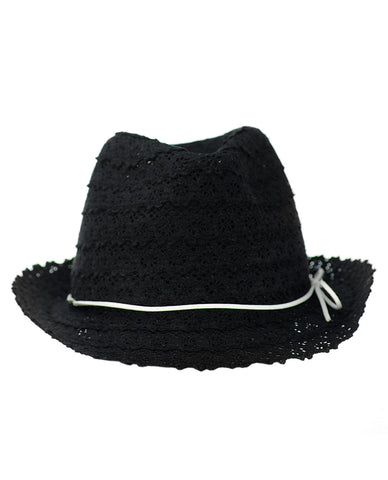 Nyfashion101 NYFASHION101 Slim Rope Band Crushable Cotton Lace Vented Fedora Hat