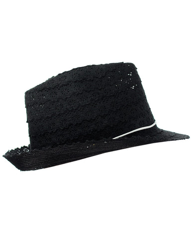 Nyfashion101 NYFASHION101 Slim Rope Band Crushable Cotton Lace Vented Fedora Hat