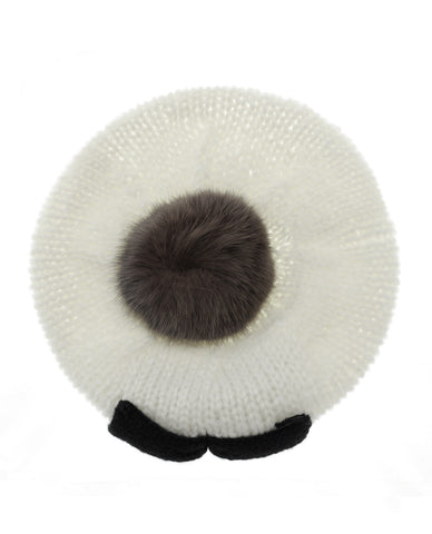 Nyfashion101 NYfashion101 Soft Pom Pom Two Tone Handmade Bow Knit Beanie Hat