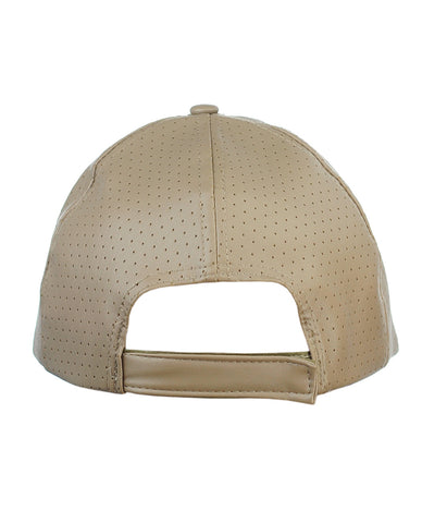 Nyfashion101 NYFASHION101 Soft PU Leather Perforated Precurved Baseball Cap
