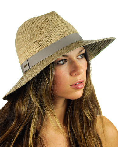Nyfashion101 NYFASHION101 Solid Color Band Raffia Straw Weaved Panama Fedora Sun Hat