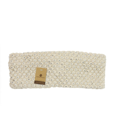 Nyfashion101 NYfashion101 Sparkly Crystal Accent Knitted Elastic Warm Headband Headwrap - Beige