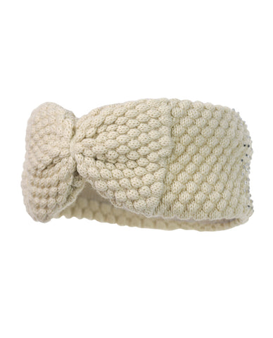 nyfashion101 NYfashion101 Sparkly Crystal Accent Knitted Elastic Warm Headband Headwrap - Beige