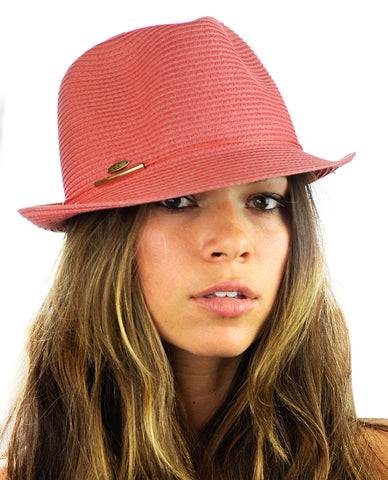 Nyfashion101 NYFASHION101 Spring Summer Gold-Tone Bar Slim Band Stingy Trilby Fedora Hat