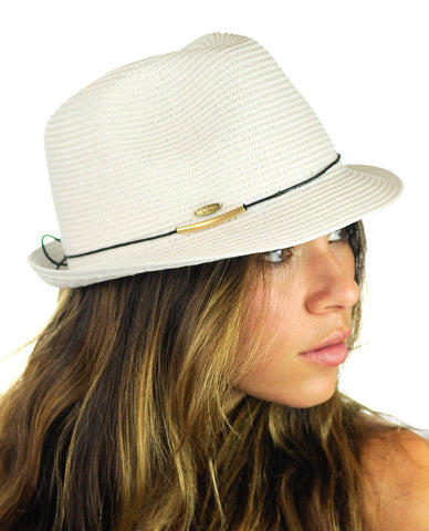 Nyfashion101 NYFASHION101 Spring Summer Gold-Tone Bar Slim Band Stingy Trilby Fedora Hat