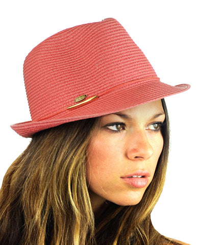 nyfashion101 NYFASHION101 Spring Summer Gold-Tone Bar Slim Band Stingy Trilby Fedora Hat