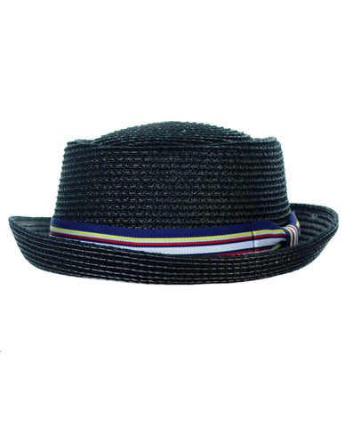 Nyfashion101 NYfashion101 Straw Woven Band Accent Flat Top Porkpie Fedora Hat